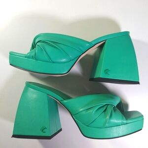 Circus.NY by Sam Edelman Marianna Green Chunky Heel Wedge Sandal size 6